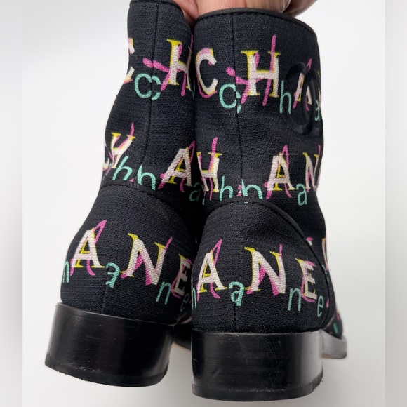 Chanel 2019 Interlocking CC Logo Multi Colored Combat Boots Size 37.5 - Picture 7 of 16